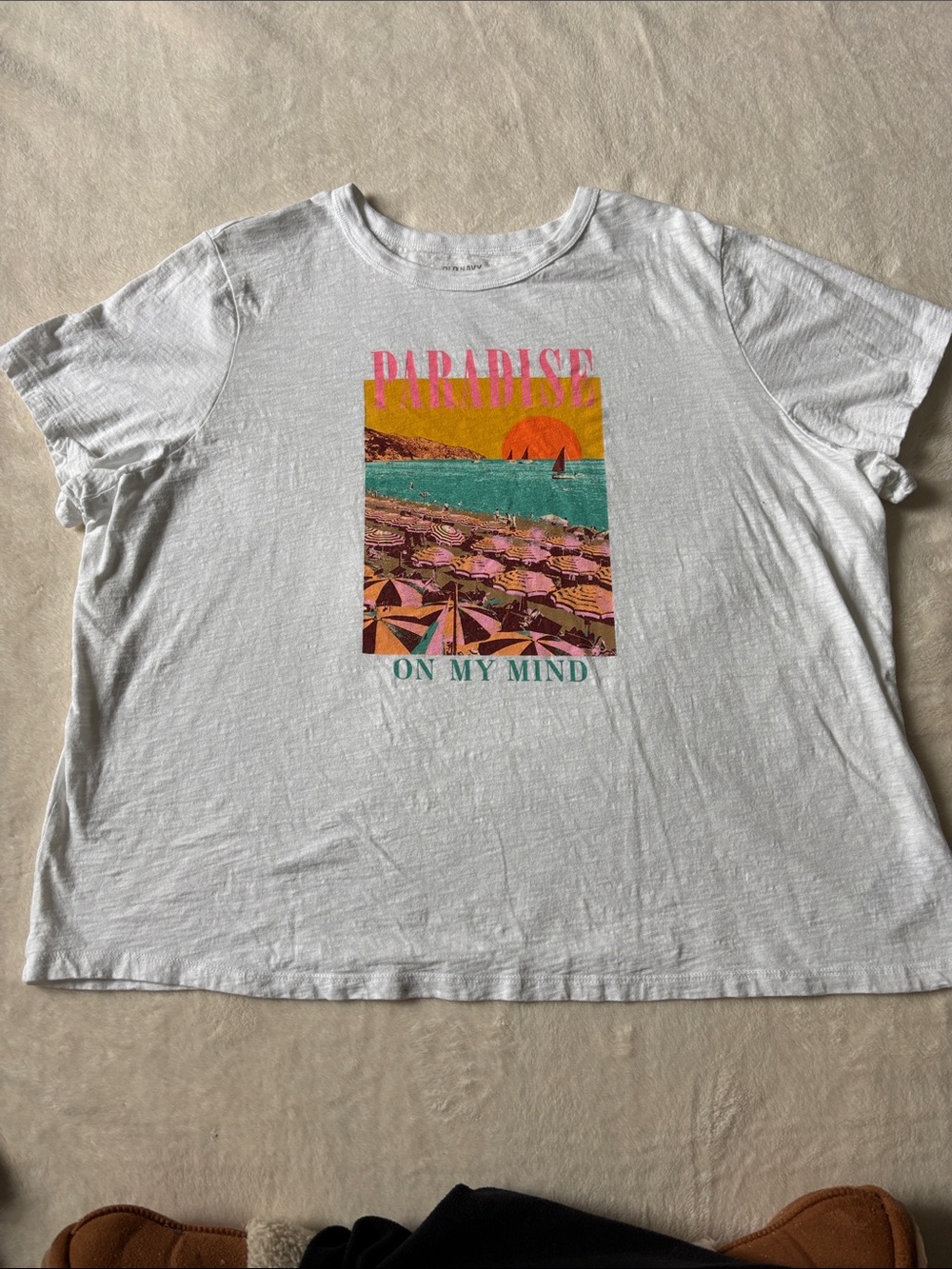Women’s Old Navy White 'Paradise On My Mind' Graphic Tee SZ XXL